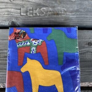 Servetter Dalahäst blå
